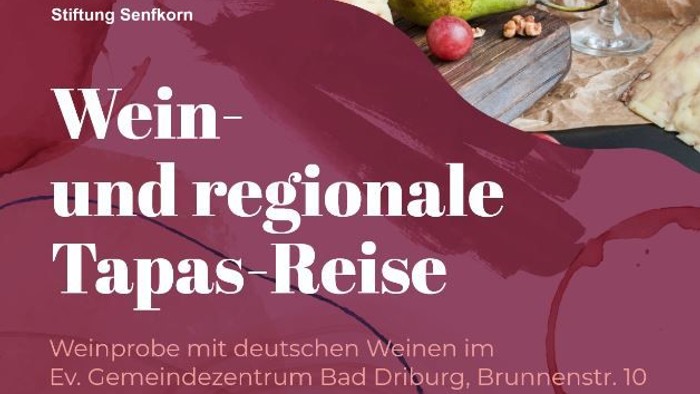 Wein- & Tapasreise in Bad Driburg 25. Oktober 2025 | 19:00 Uhr Evangelisches Gemeindehaus, Brunnenstr. 10
