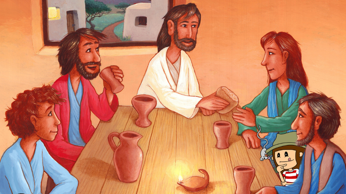 Eine Gruppe von Menschen sitzt um einen Tisch und teilt eine Mahlzeit.