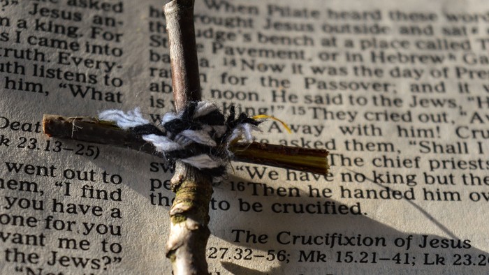 Cross on Bible page