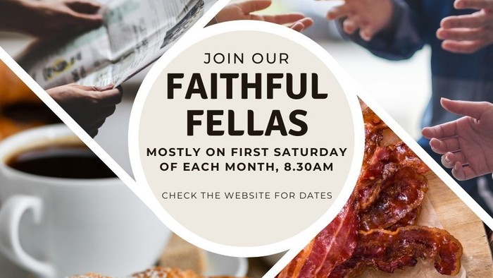 Join Faithful Fellas for breakfast on the first Saturday of each month at 8:30 AM. Check the website for dates.