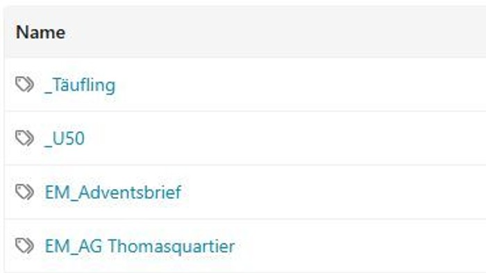 Die Tabelle listet verschiedene Namen mit ihren jeweiligen Importeuren und Anbietern auf.