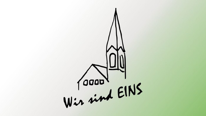 Logo der Kirchengemeinde Lahde mit Farbverlauf im Hintergrund
