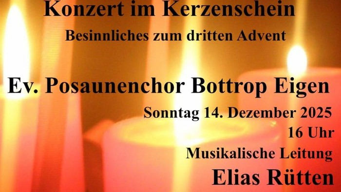 Flyer für das Konzert im Kerzenschein am 14.12.2025 um 16 Uhr