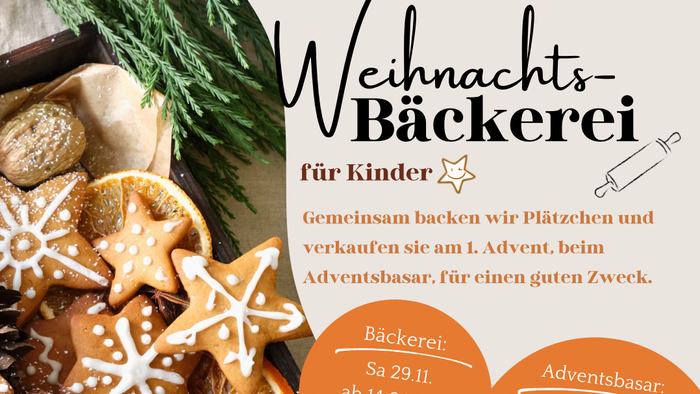 Plakat für die Weihnachts-Bäckerei. Alle Informationen sind im Blog zu finden.