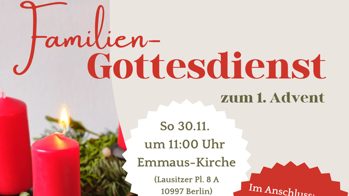 Familien-Gottesdienst zum 1. Advent mit Kerzen, Datum und Ort, Veranstaltungsdetails und Organisatoren