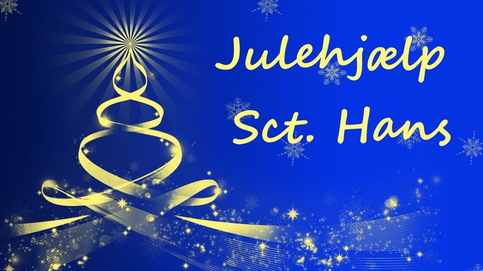 Julestjerne med lyse bjergtoppe og juleglitrende tekst.