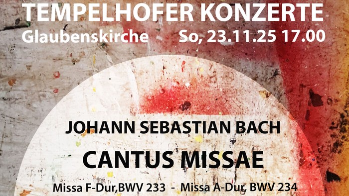 Poster für ein Konzert mit Werken von Johann Sebastian Bach in der Glauenskirche am 23.11.2025 um 17:00 Uhr.