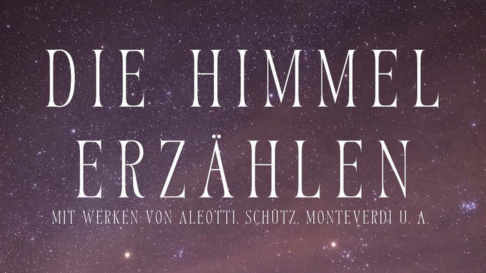 Plakat für das Musik-Event *„Die Himmel erzählen“* am **9. November um 17 Uhr**