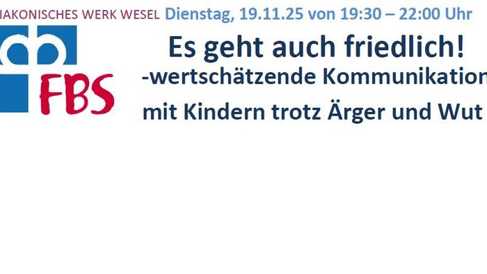 Ankündigungsbanner Familienzentrum 19.11.25 um 19:30 Uhr Einführung in die gewaltfreie Kommunikation mit Kindern