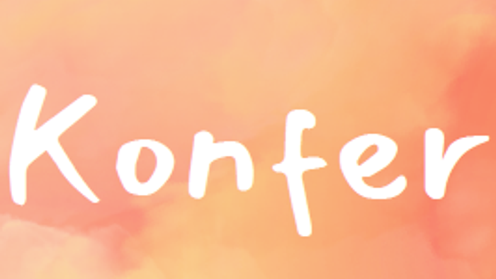 Farbenfroher abstrakter Hintergrund mit dem Text „Deine KonferZeit 2026/27“, der auf einen Konferenzplan oder ein Event hinweist.