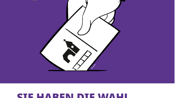 Die Hand wirft einen Brief in einen Wahlurnen.