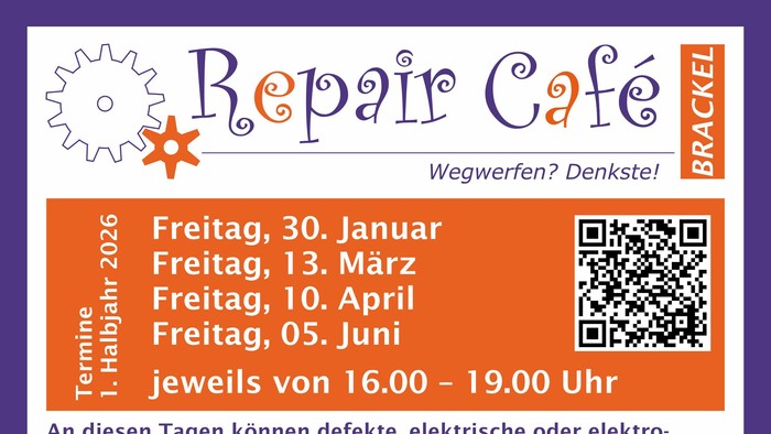 Repair Café Termine: 30. Januar, 13. März, 10. April, 05. Juni, 16:00-19:00 Uhr, Reparaturen von Elektronik, Kleidung, Fahrrädern, uvm.