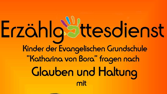 Ein Plakat, das den Erzählgottesdienst in der Annenkirche am 9.11.2025 ankündigt