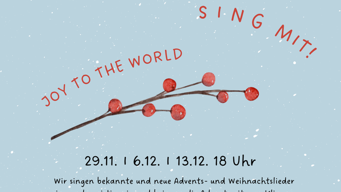Titel, Noten Joy to the world und Clipzweig mit roten Beeren