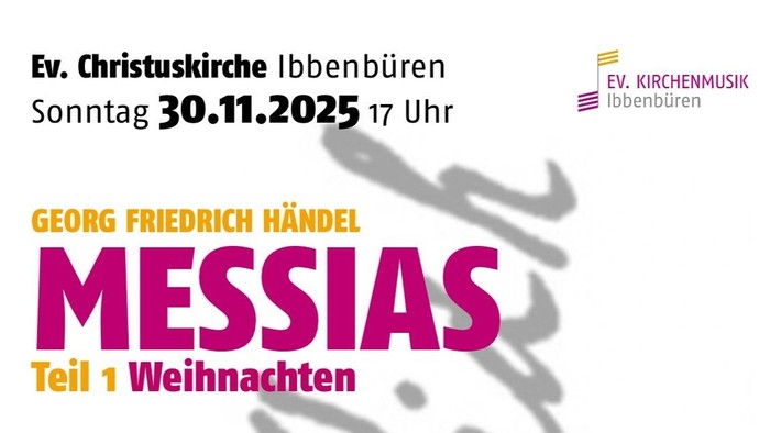 Ausschnitt aus dem Konzertplakat, dort steht in großen Lettern MESSIAS, Teil 1 - Weihnachten