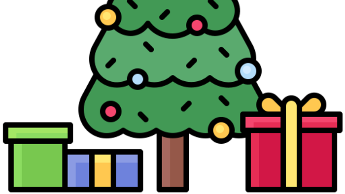 Weihnachtsbaum mit Schmuck und Geschenken