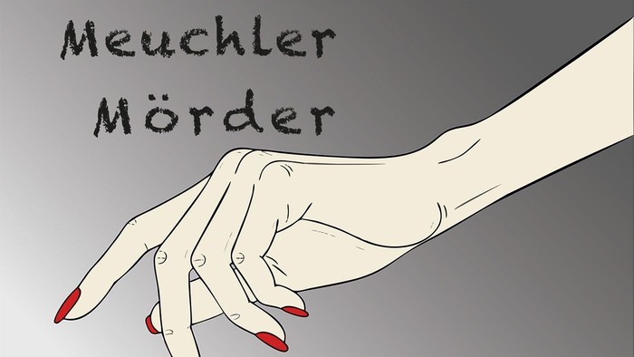 Grafik eine Hand mit roten Fingernägeln. Darum der Schriftzug 