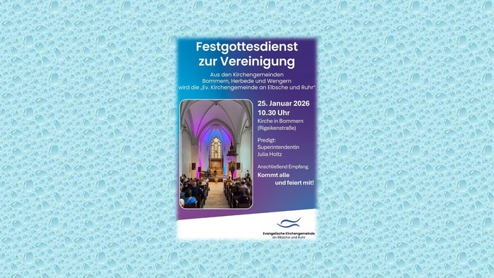 Plakat mit Einladung zum Festgottesdienst zur Vereinigung am 26. Januar 2026