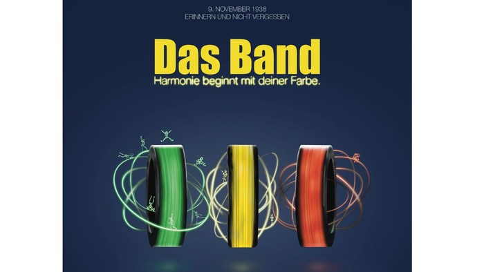 Plakat für das *„Das Band“-Event* mit Mundharmonika und Terminen.