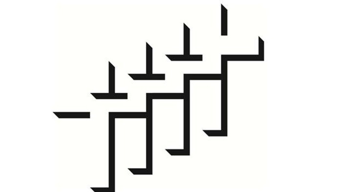 Et abstrakt mønster af sorte linier og rektangler.