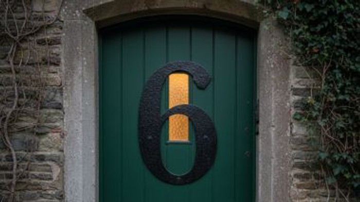 Tür mit der Ziffer 6