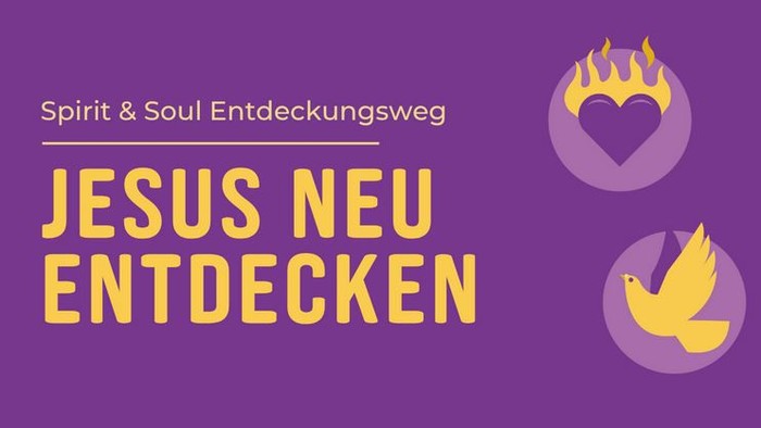 Titel des Entdeckungsweges als Typographie, gelb auf violettem Grund