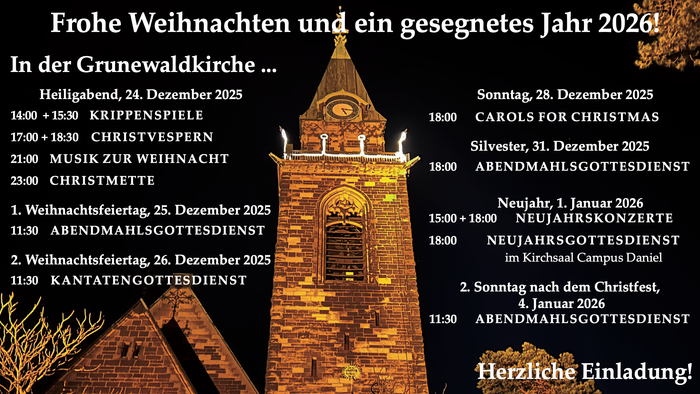 **Weihnachts- und Neujahrsveranstaltungen in der Grunewald-Kirche 2025**