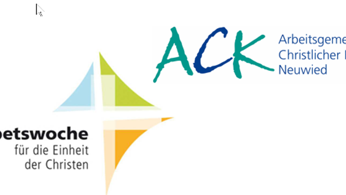 Das Bild zeigt das Logo der Arbeitsgemeinschaft Christlicher Kirchen in Neuwied mit dem Slogan