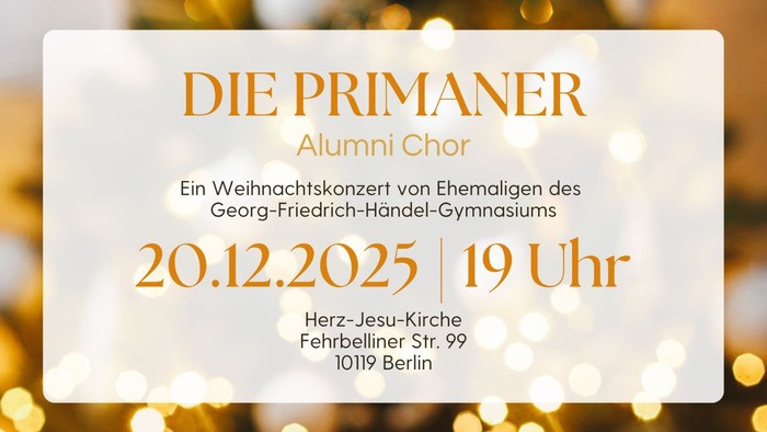 Weihnachtskonzert des Alumni Chors am 20. Dezember 2025 in der Herz-Jesu-Kirche, Berlin