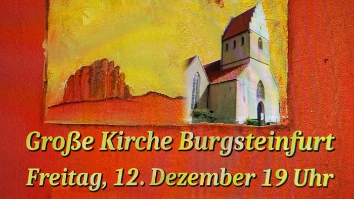 Plakat für das Weihnachtsliedersingen am 12. Dezember in der Burgsteinfurter Kirche