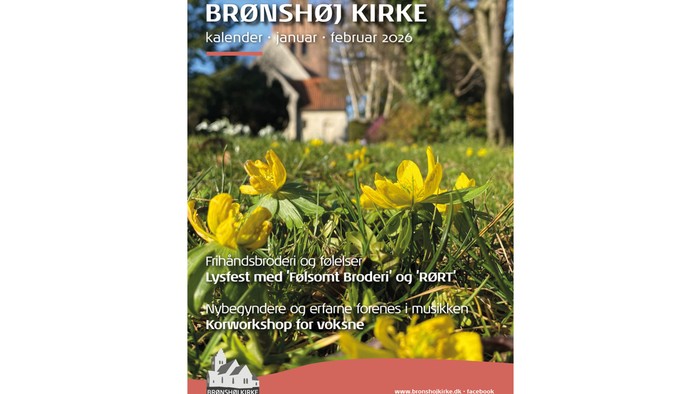 Forsiden af Brønshøj Kirkes kirkekalender for januar og februar 2026