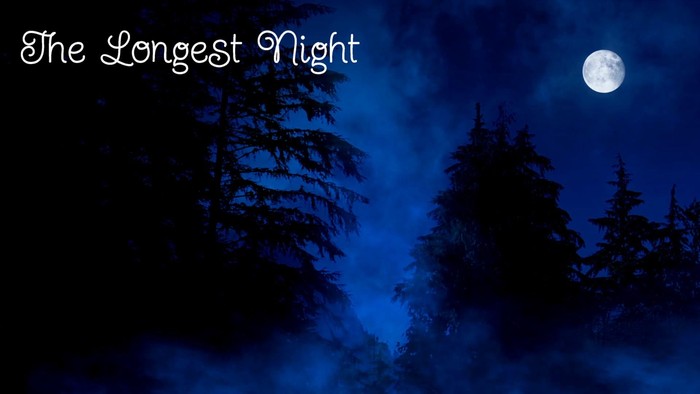 Silhouetted trees under a full moon at night