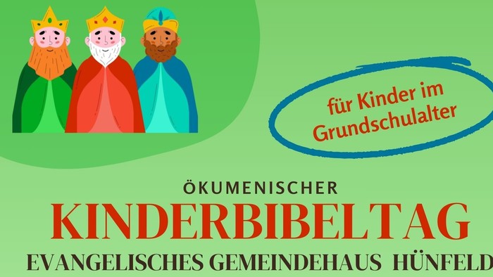 Einladungsplakat für einen ökumenischen Kinderbibelaktionstag zu den Heiligen Drei Königen am 16. Januar.