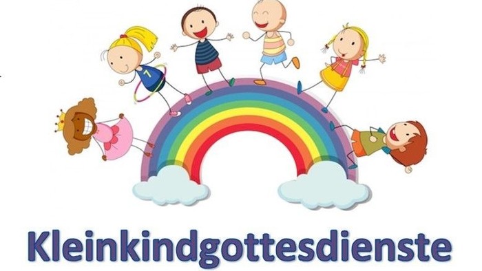 Kinder stehen auf einem Regenbogen, darunter steht 