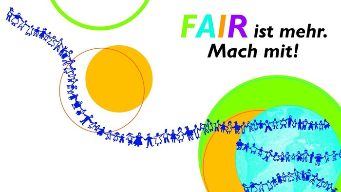 Bunte Darstellung von Menschenketten mit dem Text 