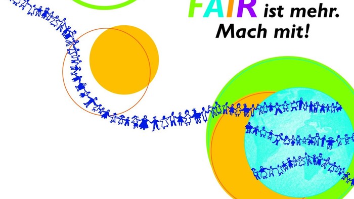 Bunte Darstellung von Menschenketten mit dem Text 