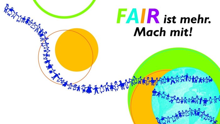 Bunte Darstellung von Menschenketten mit dem Text 