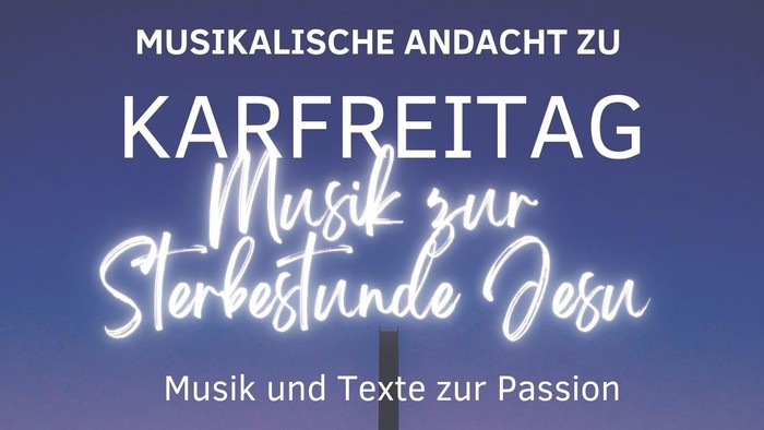 Plakat; zu sehen ist ein Kreuz vor einem Sonnenuntergang, Farbverlauf des Himmels von Blau nach Orange, rechts ist eine felsige Küstenlandschaft zu sehen