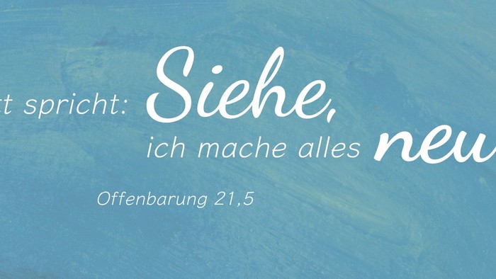 Das Bild zeigt den Text der Jahreslosung vor einem blauen Hintergrund.