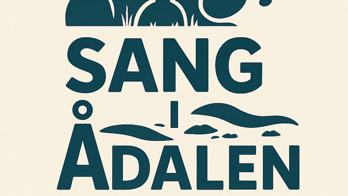 Billedet viser en gruppe mennesker, der synger, med noder over dem, og teksten 