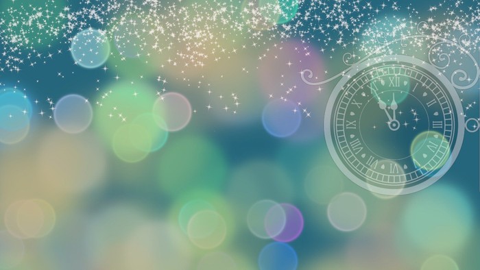 Ein farbenfroher Hintergrund mit einem alten Taschenuhr-Design und buntem Bokeh-Effekt