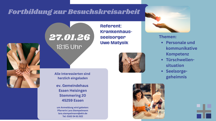 Fortbildungsveranstaltung zum Krankenhausseelsorgedienst mit Uwe Matysik am 27. Januar 2026 zu den Themen Kommunikation und Vertraulichkeit.