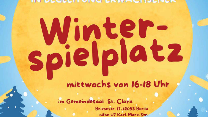 Winterspielplatz für Kinder im Gemeindezentrum St. Clara in Berlin.