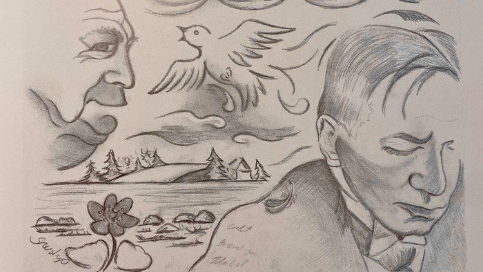 Tegning af Kaj Munk af Janne Sneistrup Thomsen