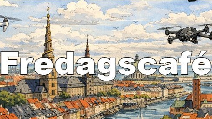 Plakat for fredagscafé-foredrag med kunstner Elisabeth Louise Brøker den 23. januar kl. 14:00 i Simon Peters Kirke.