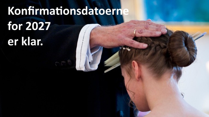 En person justerer en bruds hår, mens teksten annoncerer, at bekræftelsesdatoer for 2027 er klar.