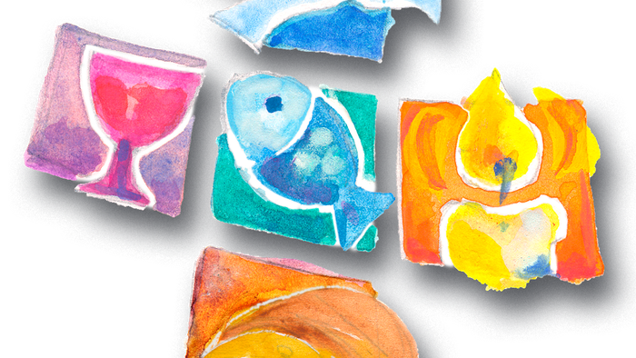 Bunte Papierschnipsel in Form eines Kreuzes