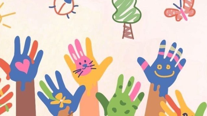 Bunter Plakat zur Werbung für einen Kindergottesdienst am 30. Januar um 16 Uhr in der Kinderkirche St. Marien.