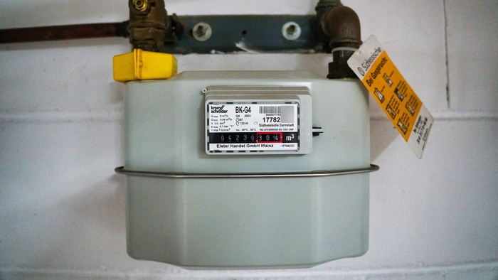 Ein Gaszähler auf dem Wand