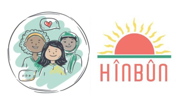 Zeichnung von Frauen im Austausch / Hinbun Logo